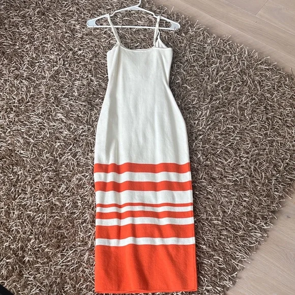 bebe Cream and Orange Striped Maxi Dress - Picture 3 of 5